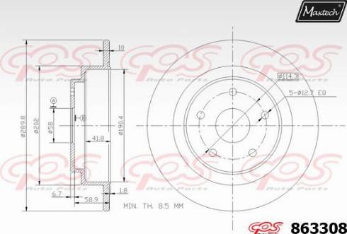 Maxtech 863308.0000 - Гальмівний диск autocars.com.ua