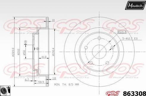 Maxtech 863308.0060 - Гальмівний диск autocars.com.ua