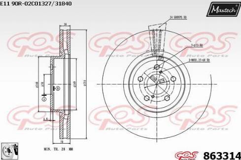 Maxtech 863314.0080 - Гальмівний диск autocars.com.ua