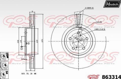 Maxtech 863314.6880 - Гальмівний диск autocars.com.ua