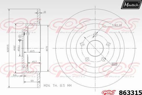 Maxtech 863315.0000 - Гальмівний диск autocars.com.ua