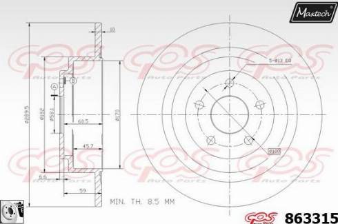 Maxtech 863315.0080 - Гальмівний диск autocars.com.ua