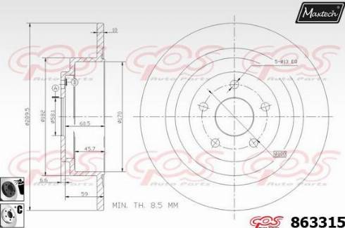 Maxtech 863315.6060 - Гальмівний диск autocars.com.ua