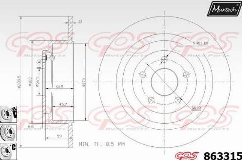 Maxtech 863315.6880 - Гальмівний диск autocars.com.ua