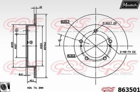 Maxtech 863501.0060 - Гальмівний диск autocars.com.ua