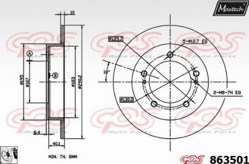 Maxtech 863501.0080 - Гальмівний диск autocars.com.ua