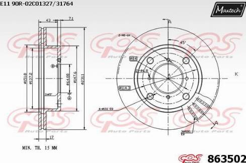 Maxtech 863502.0000 - Гальмівний диск autocars.com.ua