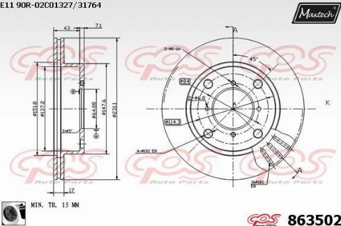 Maxtech 863502.0060 - Гальмівний диск autocars.com.ua