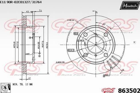 Maxtech 863502.0080 - Гальмівний диск autocars.com.ua