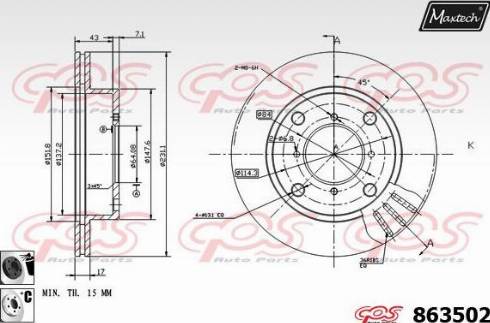 Maxtech 863502.6060 - Гальмівний диск autocars.com.ua