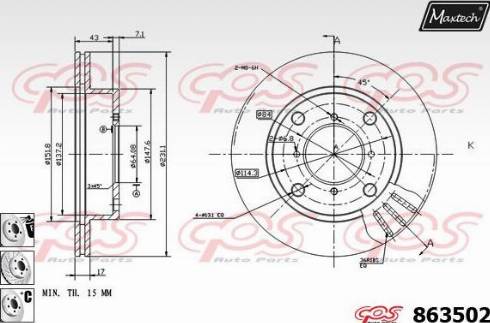 Maxtech 863502.6880 - Гальмівний диск autocars.com.ua