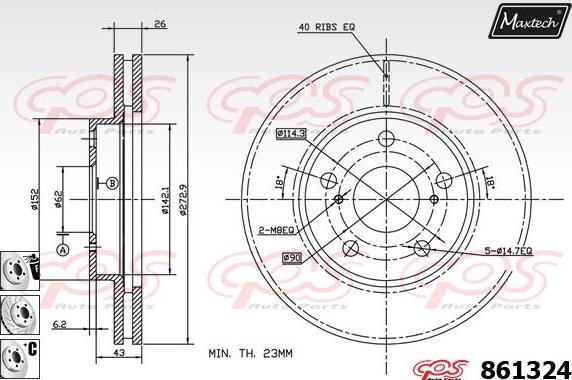 Maxtech 863504 - Гальмівний диск autocars.com.ua