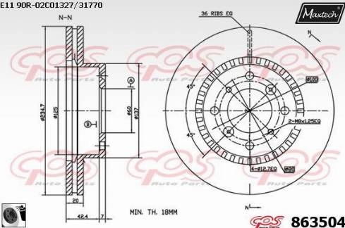 Maxtech 863504.0060 - Гальмівний диск autocars.com.ua