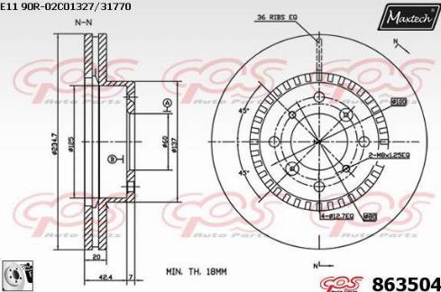 Maxtech 863504.0080 - Гальмівний диск autocars.com.ua