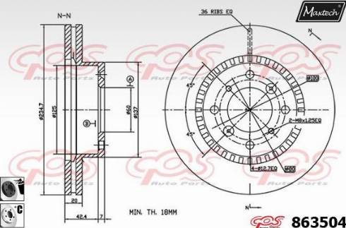 Maxtech 863504.6060 - Гальмівний диск autocars.com.ua