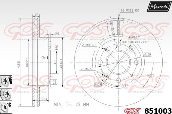 Maxtech 863505 - Гальмівний диск autocars.com.ua