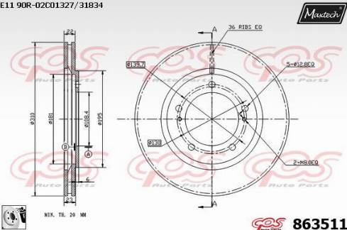 Maxtech 863511.0080 - Гальмівний диск autocars.com.ua