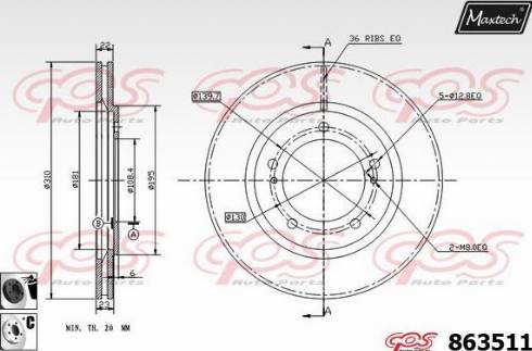 Maxtech 863511.6060 - Гальмівний диск autocars.com.ua