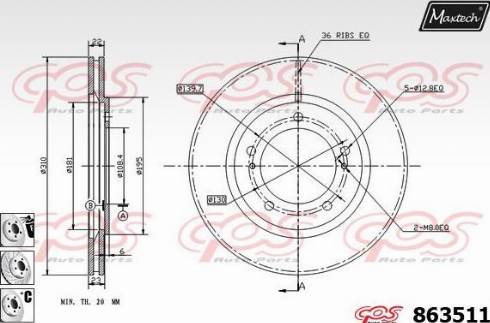 Maxtech 863511.6880 - Гальмівний диск autocars.com.ua