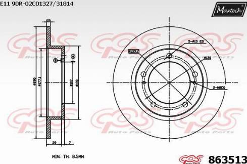 Maxtech 863513.0000 - Гальмівний диск autocars.com.ua