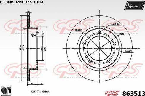 Maxtech 863513.0060 - Гальмівний диск autocars.com.ua