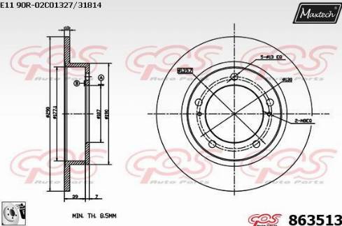 Maxtech 863513.0080 - Гальмівний диск autocars.com.ua