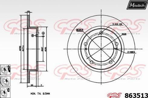 Maxtech 863513.6980 - Гальмівний диск autocars.com.ua