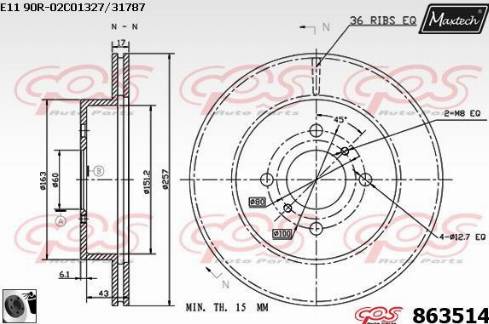 Maxtech 863514.0060 - Гальмівний диск autocars.com.ua