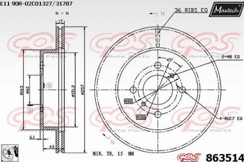 Maxtech 863514.0080 - Гальмівний диск autocars.com.ua