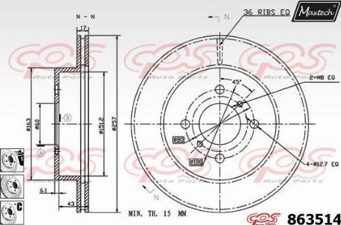 Maxtech 863514.6880 - Гальмівний диск autocars.com.ua