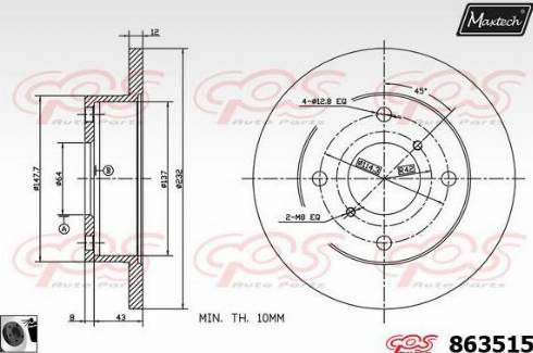 Maxtech 863515.0060 - Гальмівний диск autocars.com.ua