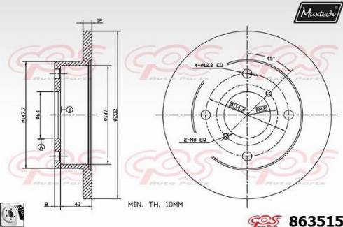 Maxtech 863515.0080 - Гальмівний диск autocars.com.ua