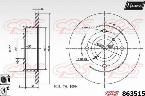 Maxtech 863515.6060 - Гальмівний диск autocars.com.ua