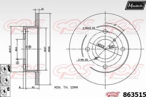 Maxtech 863515.6880 - Гальмівний диск autocars.com.ua