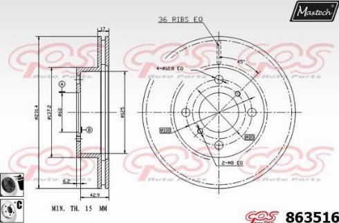 Maxtech 863516.6060 - Гальмівний диск autocars.com.ua