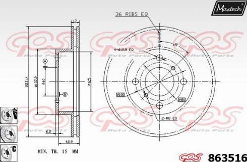 Maxtech 863516.6880 - Гальмівний диск autocars.com.ua