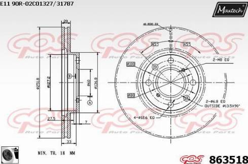 Maxtech 863518.0060 - Гальмівний диск autocars.com.ua