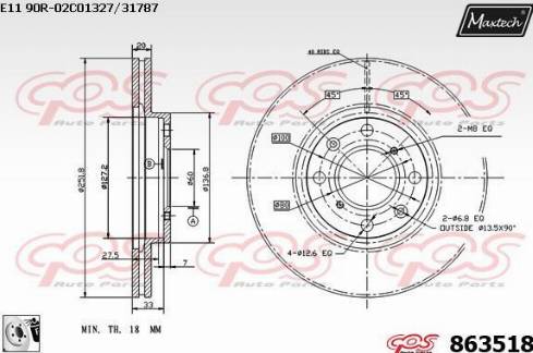 Maxtech 863518.0080 - Гальмівний диск autocars.com.ua