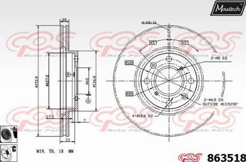 Maxtech 863518.6060 - Гальмівний диск autocars.com.ua