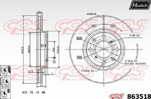 Maxtech 863518.6880 - Гальмівний диск autocars.com.ua