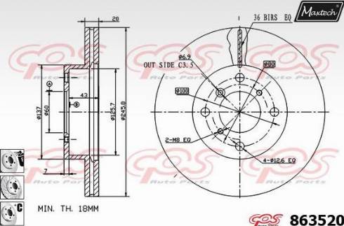 Maxtech 863520.6980 - Гальмівний диск autocars.com.ua