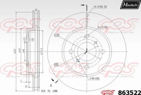 Maxtech 863522.0000 - Гальмівний диск autocars.com.ua