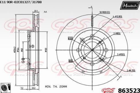 Maxtech 863523.0060 - Гальмівний диск autocars.com.ua