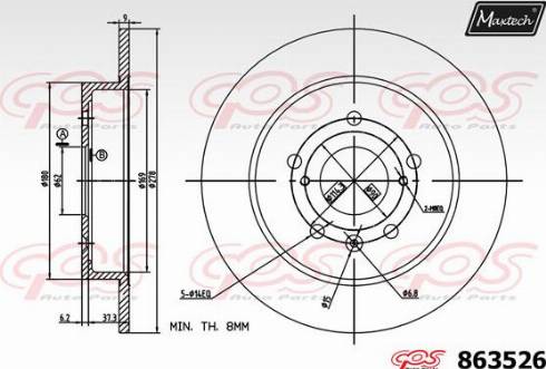 Maxtech 863526.0000 - Гальмівний диск autocars.com.ua