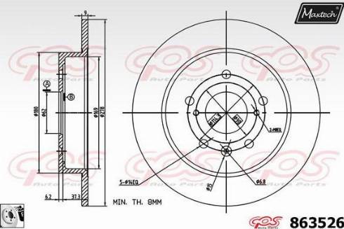 Maxtech 863526.0080 - Гальмівний диск autocars.com.ua