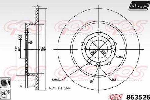 Maxtech 863526.6060 - Гальмівний диск autocars.com.ua