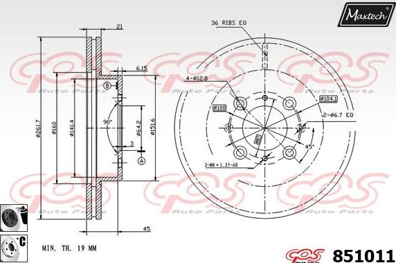 Maxtech 863526 - Гальмівний диск autocars.com.ua