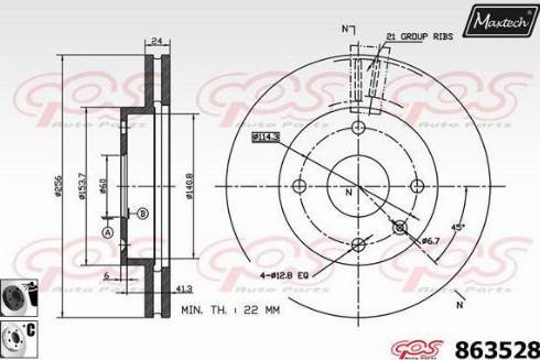 Maxtech 863528.6060 - Гальмівний диск autocars.com.ua