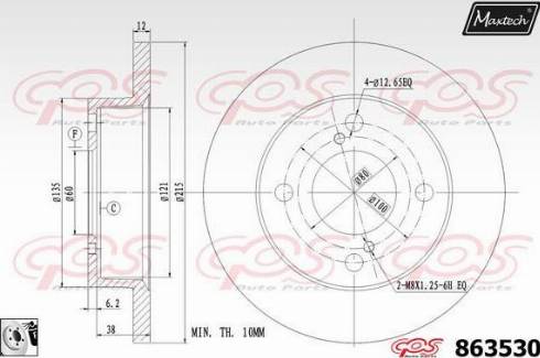 Maxtech 863530.0080 - Гальмівний диск autocars.com.ua