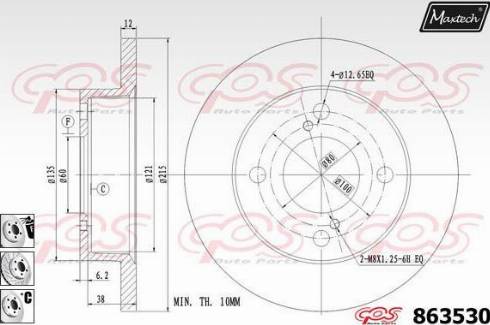 Maxtech 863530.6880 - Гальмівний диск autocars.com.ua